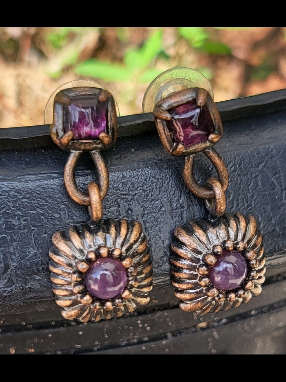 Amethyst Copper Drop Earrings